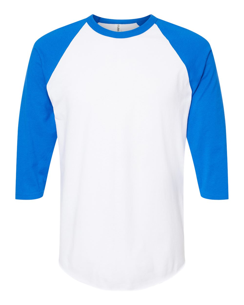 Unisex Fine Jersey Raglan T-Shirt - Front - B30359752 - White/ Royal