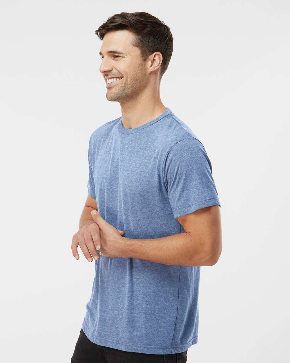Men's Tri-Blend T-Shirt - OnModelSide - B30659252 - Athletic Blue Tri Blend