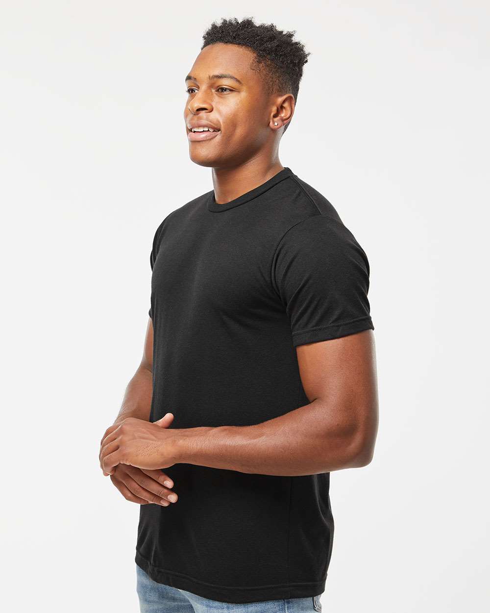Men's Tri-Blend T-Shirt - OnModelSide - B30659502 - Solid Black Tri Blend
