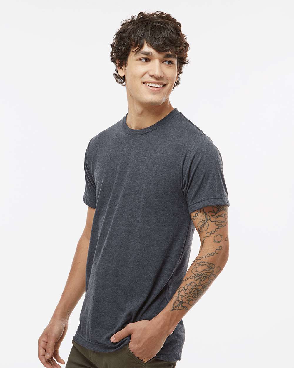 Men's Tri-Blend T-Shirt - OnModelSide - B30659582 - Graphite Tri Blend