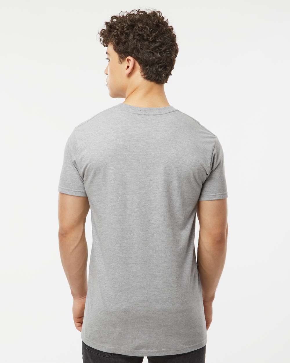 Unisex Heavyweight Jersey Pocket T-Shirt - OnModelBack - B31159093 - Heather Grey