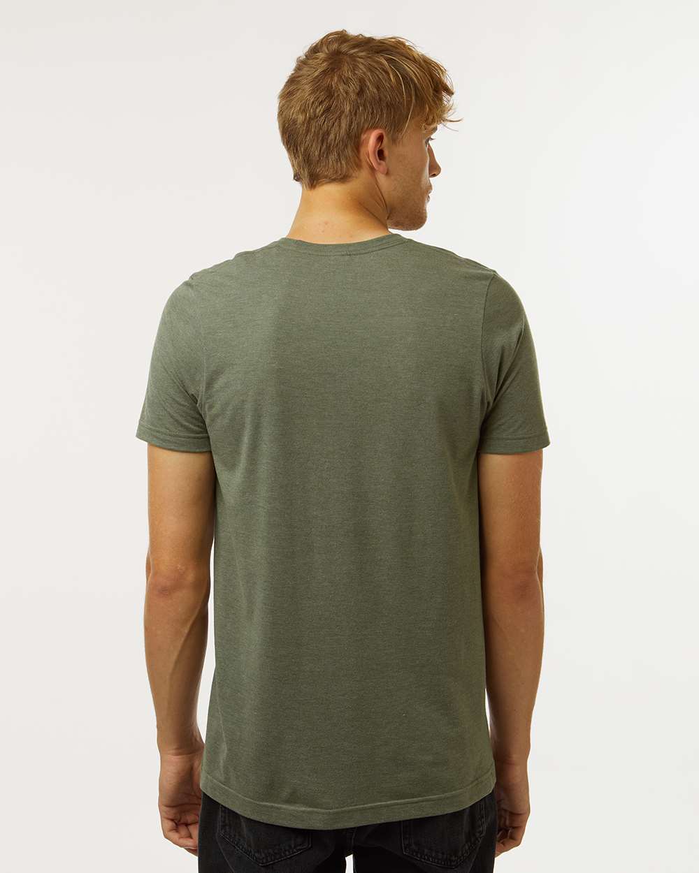 Combed CVC T-Shirt - OnModelBack - B13759212 - Heather Military Green