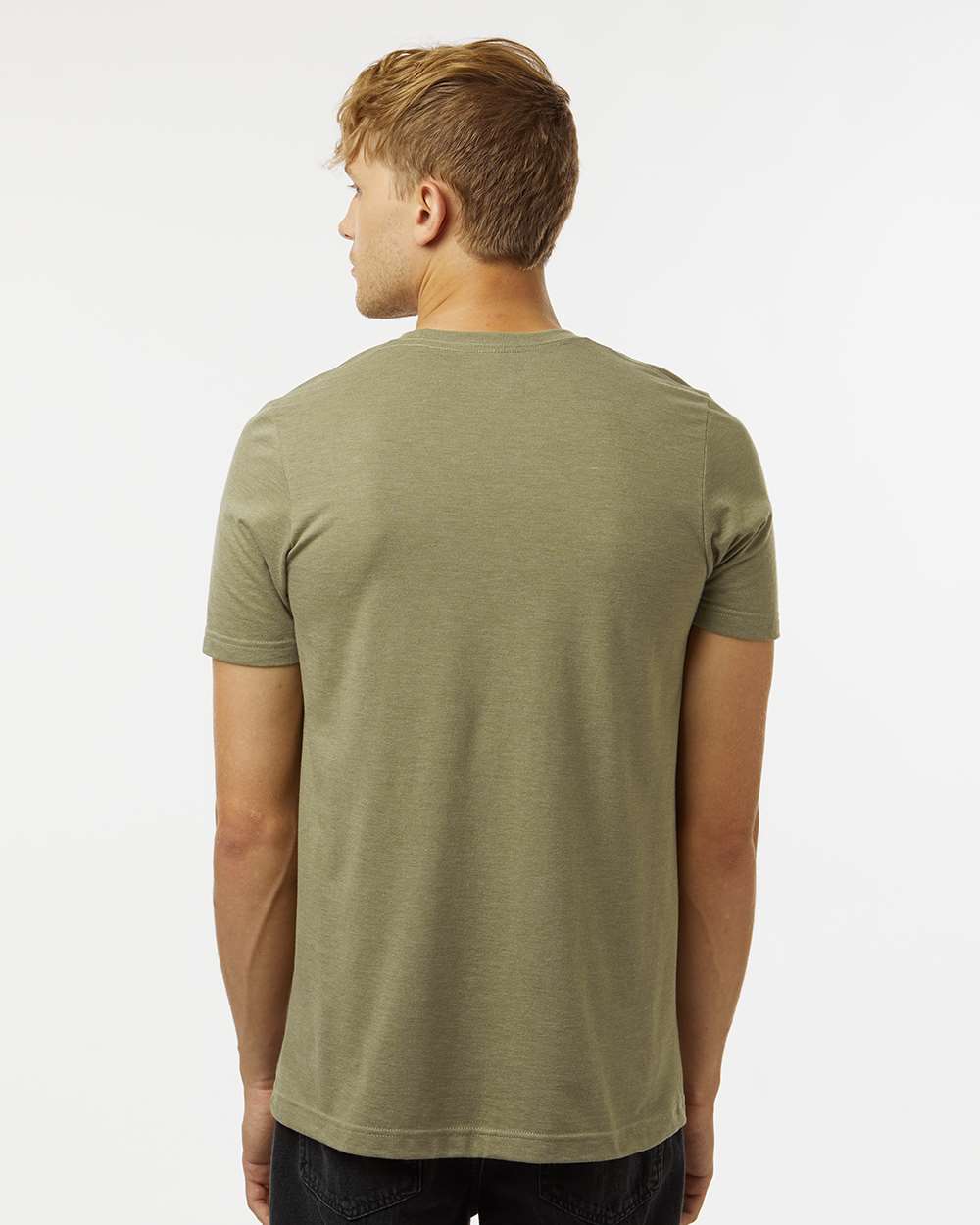 Combed CVC T-Shirt - OnModelBack - B13759522 - Heather Olive Green