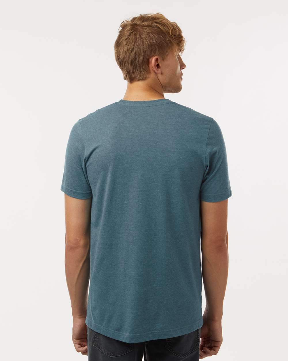 Combed CVC T-Shirt - OnModelBack - B13759592 - Heather Deep Teal