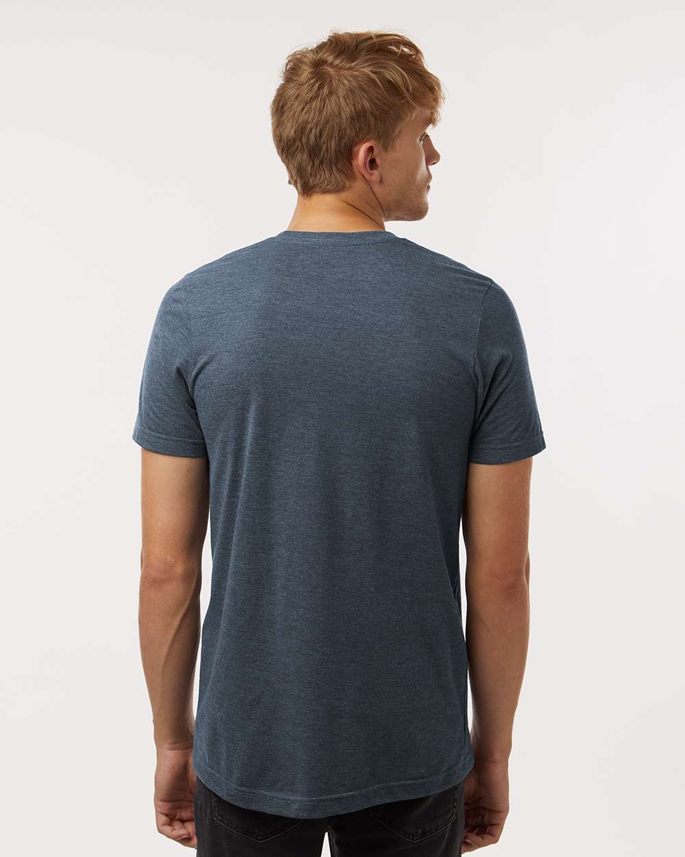Combed CVC T-Shirt - OnModelBack - B13759652 - Heather Navy Blue