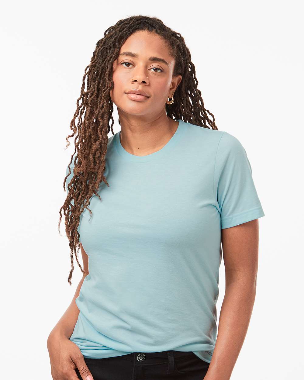 Combed CVC T-Shirt - OnModelFront - B13759252 - Heather Ice Blue