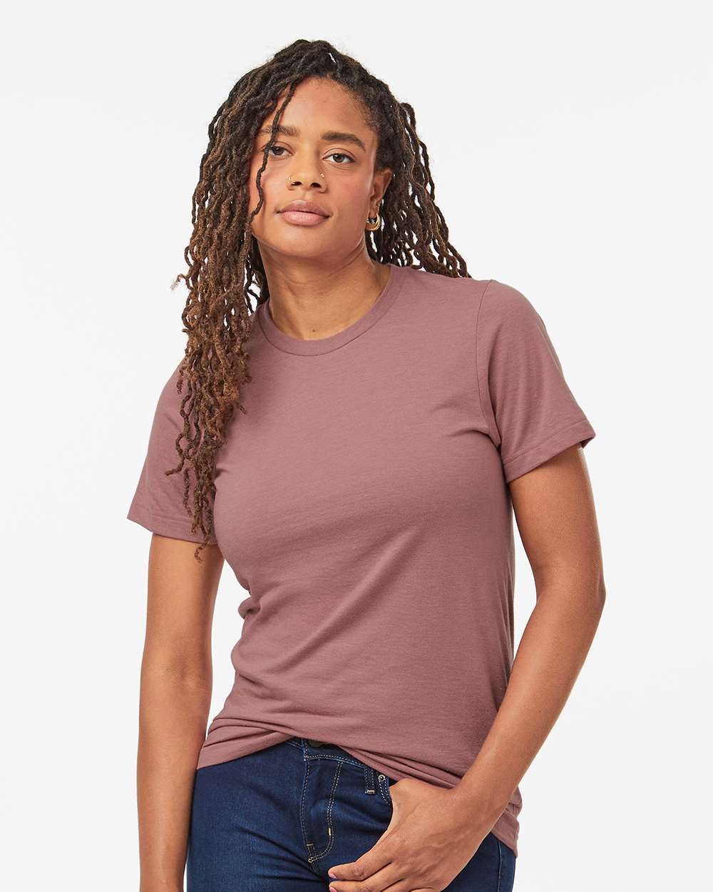 Combed CVC T-Shirt - OnModelFront - B13759272 - Heather Mauve