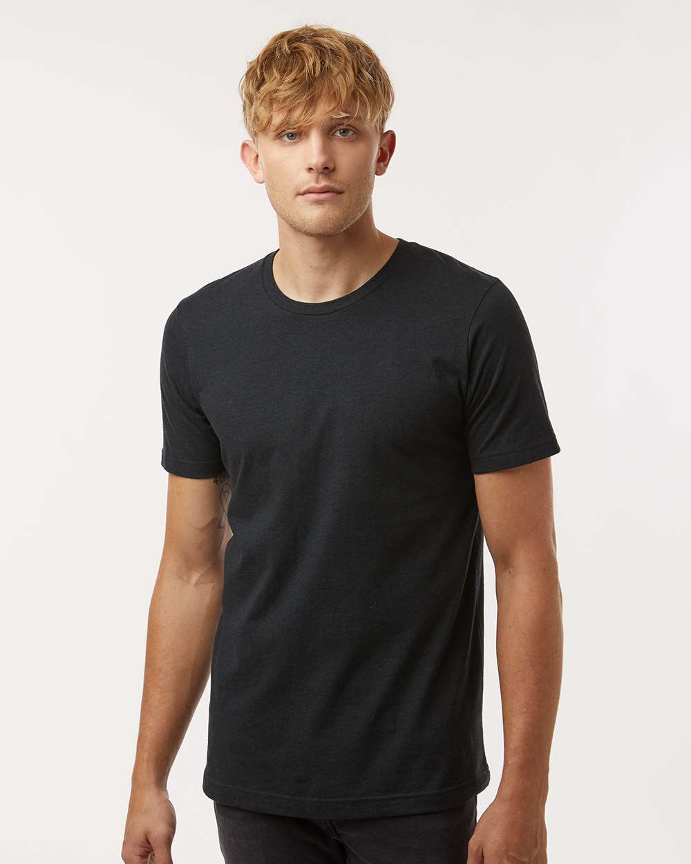 Combed CVC T-Shirt - OnModelFront - B13759502 - Heather Black