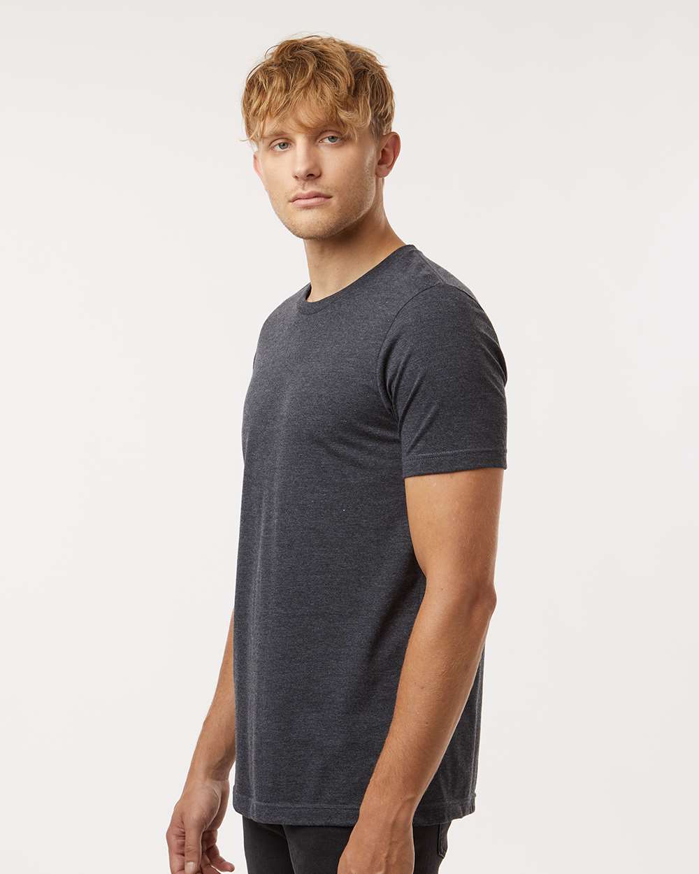 Combed CVC T-Shirt - OnModelSide - B13759092 - Heather Dark Grey