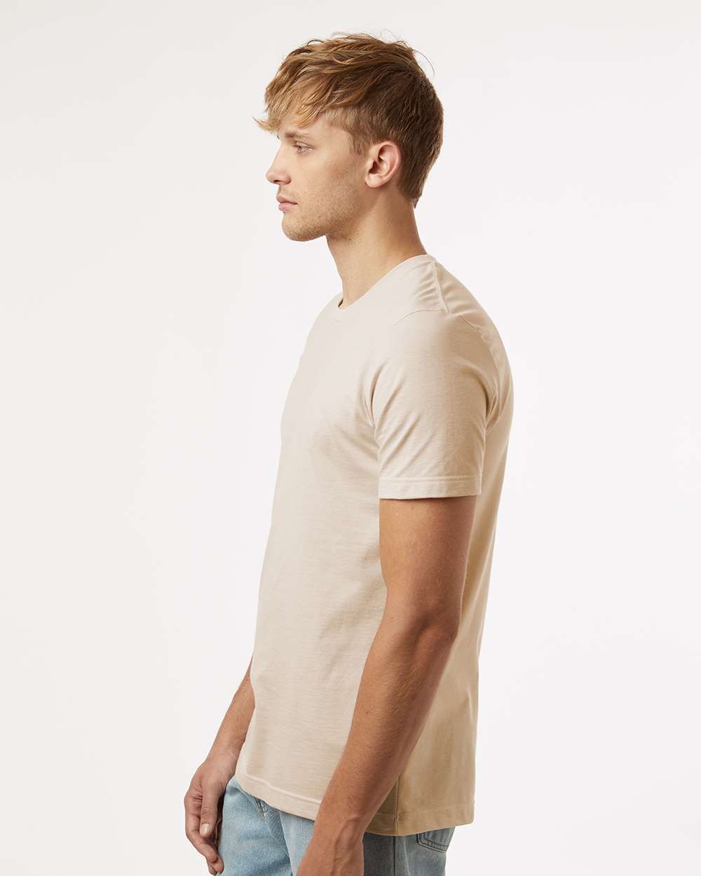 Combed CVC T-Shirt - OnModelSide - B13759202 - Heather Cream