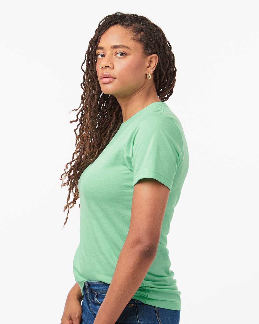 Combed CVC T-Shirt - OnModelSide - B13759222 - Heather Light Mint