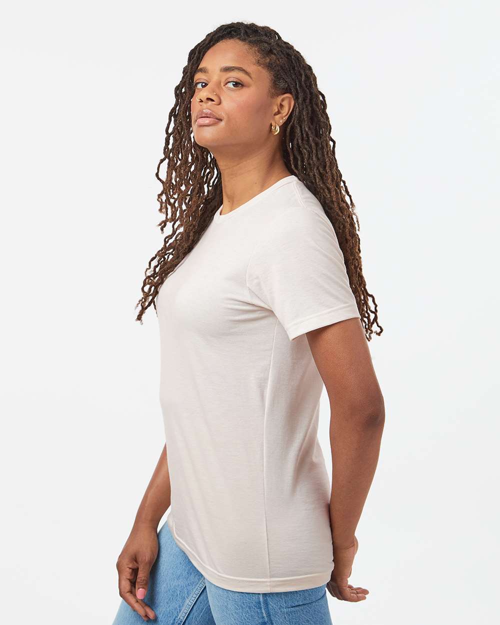 Combed CVC T-Shirt - OnModelSide - B13759232 - Heather Vintage Natural