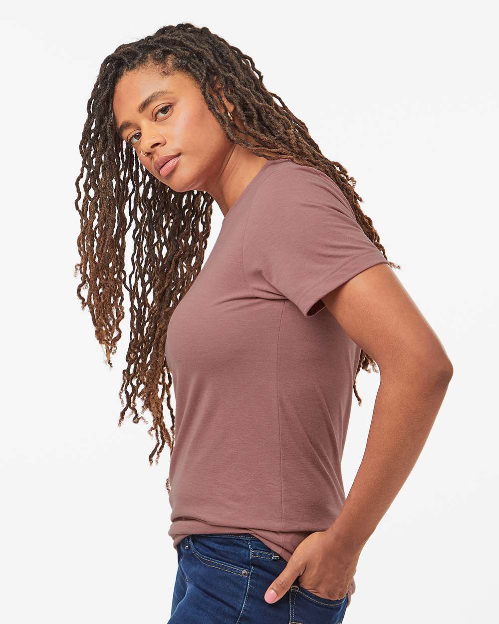 Combed CVC T-Shirt - OnModelSide - B13759272 - Heather Mauve
