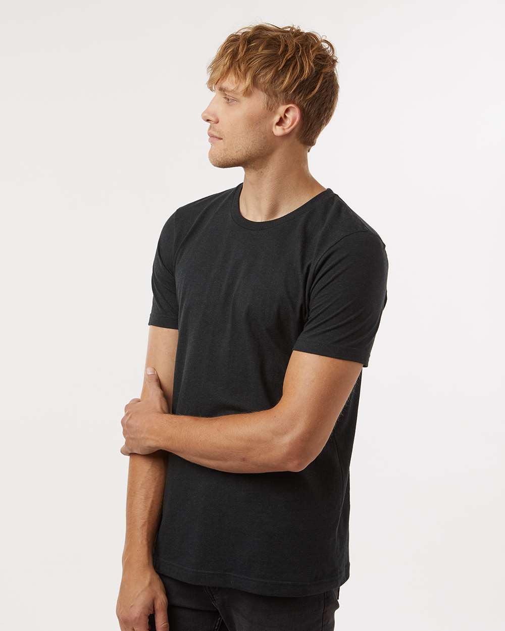 Combed CVC T-Shirt - OnModelSide - B13759502 - Heather Black