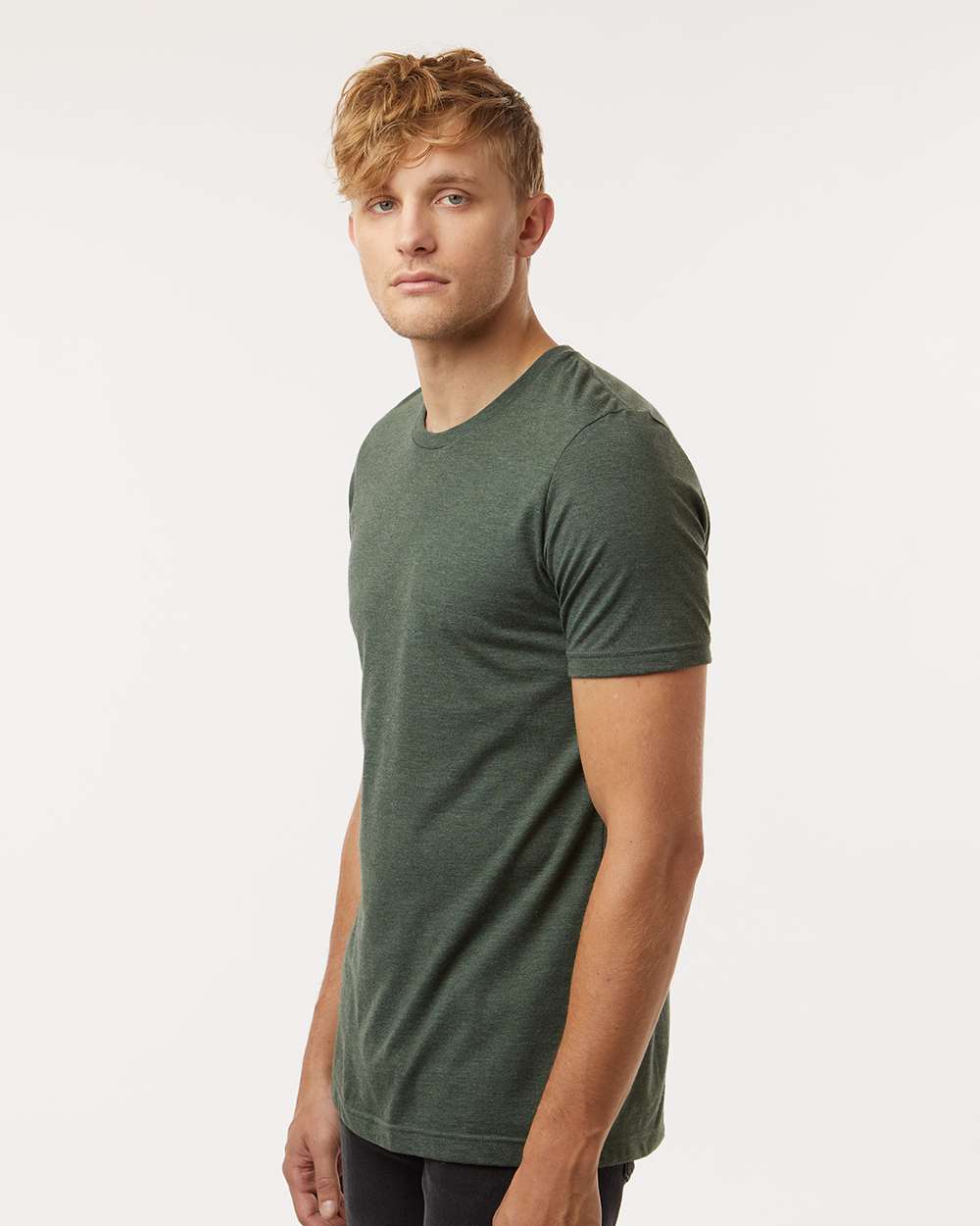 Combed CVC T-Shirt - OnModelSide - B13759542 - Heather Forest