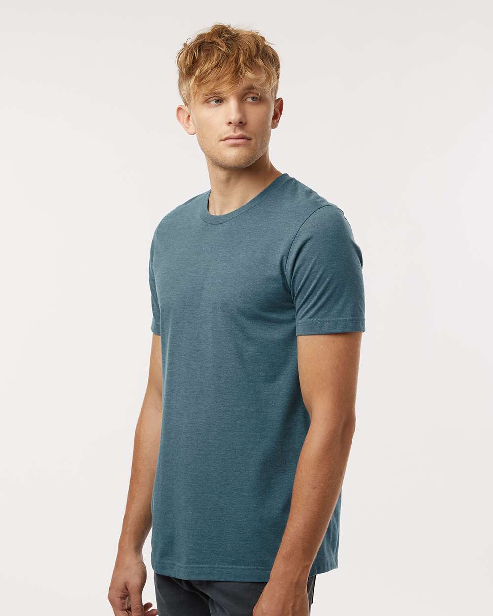 Combed CVC T-Shirt - OnModelSide - B13759592 - Heather Deep Teal