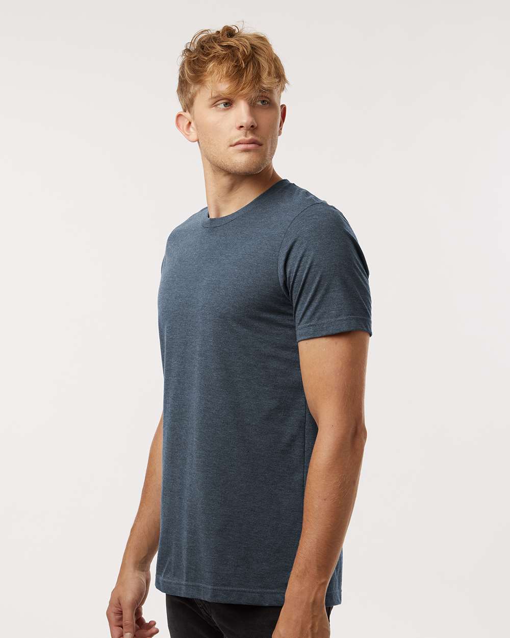 Combed CVC T-Shirt - OnModelSide - B13759652 - Heather Navy Blue