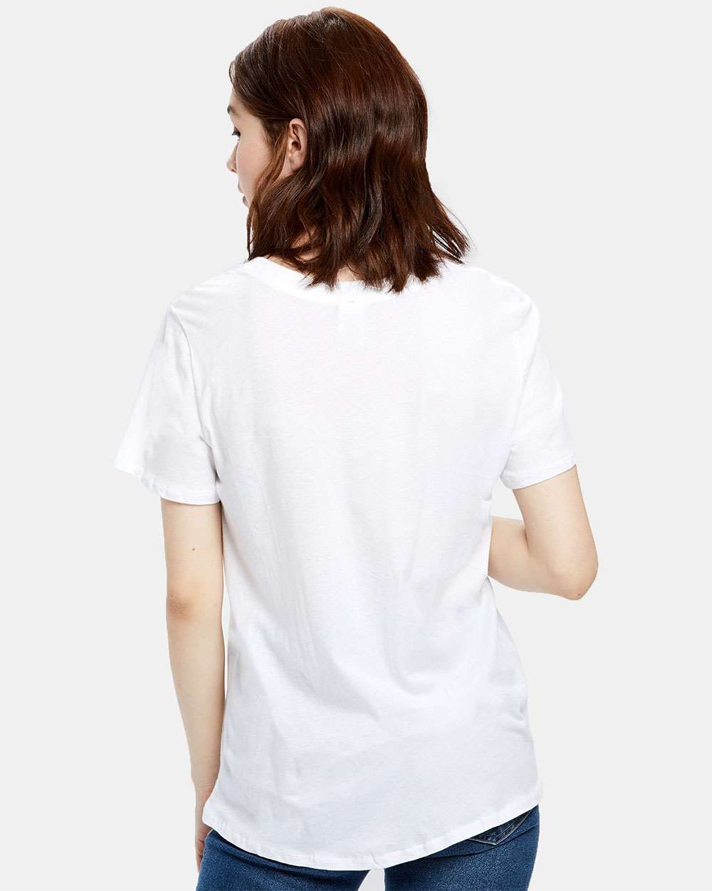 Women's Loose Fit Boyfriend Tee - OnModelBack - B10073003 - White