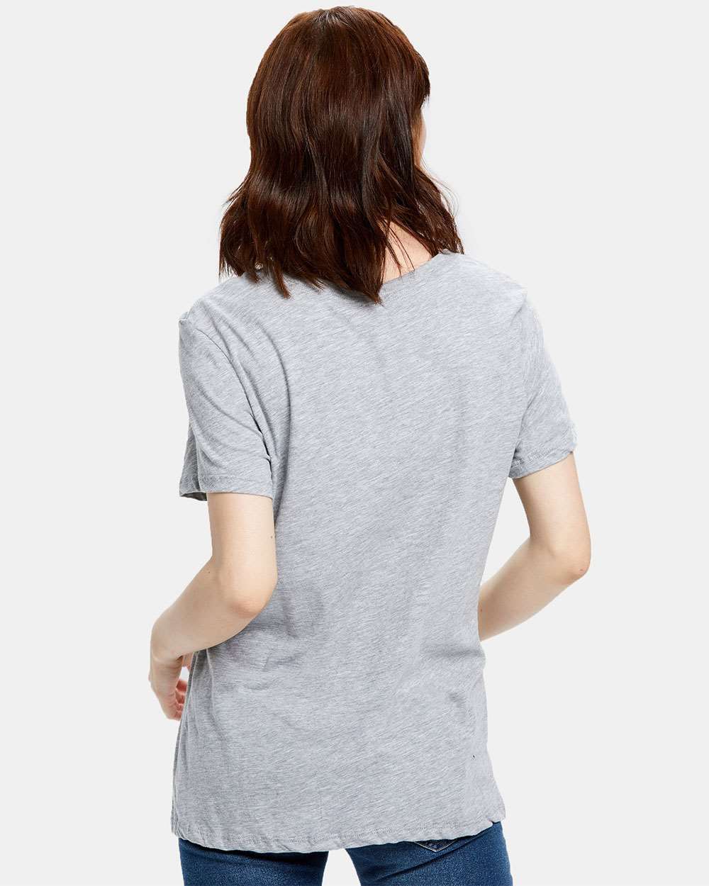 Women's Loose Fit Boyfriend Tee - OnModelBack - B10073593 - Heather Grey