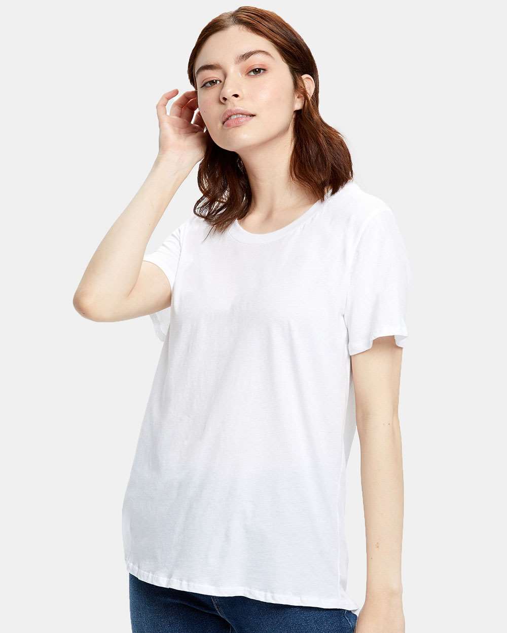 Women's Loose Fit Boyfriend Tee - OnModelFront - B10073003 - White