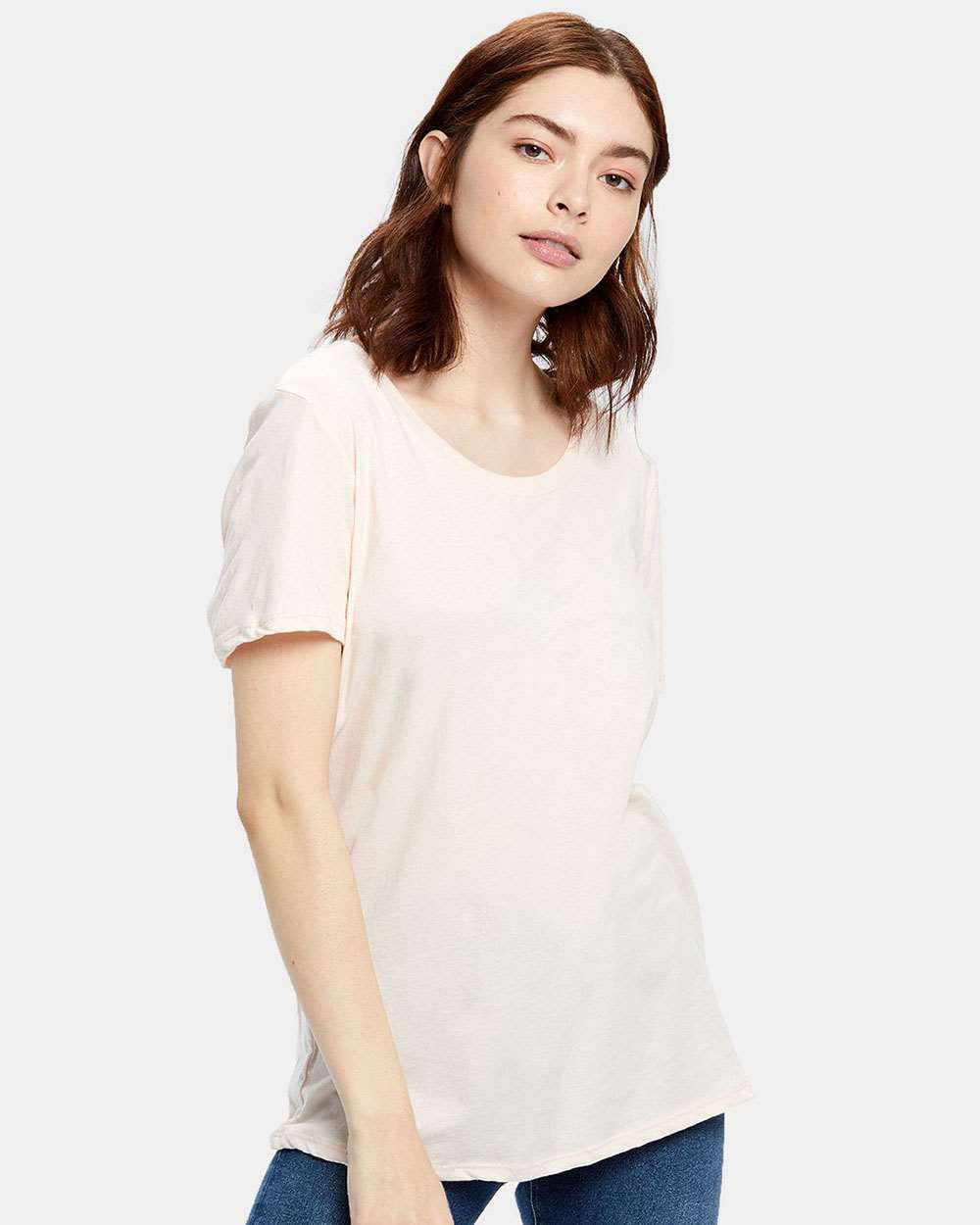 Women's Loose Fit Boyfriend Tee - OnModelFront - B10073303 - Light Rose Pink