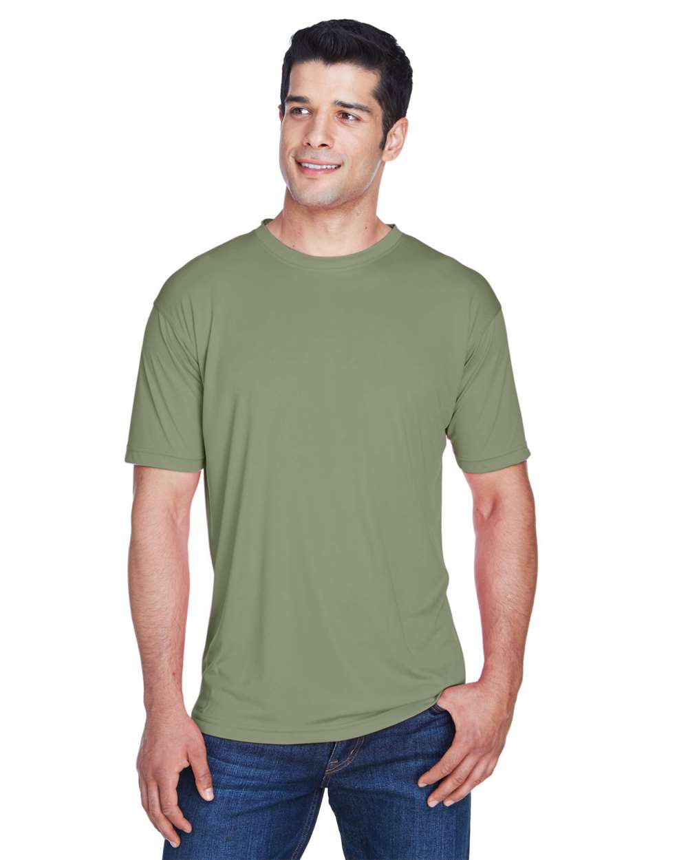 Men's Cool & Dry Sport Performance Interlock T-Shirt - OnModelFront - B907E1113 - Military Green