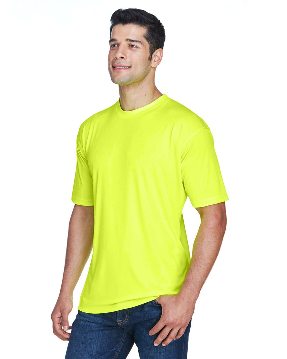 Men's Cool & Dry Sport Performance Interlock T-Shirt - OnModelSide - B907E1123 - Bright Yellow