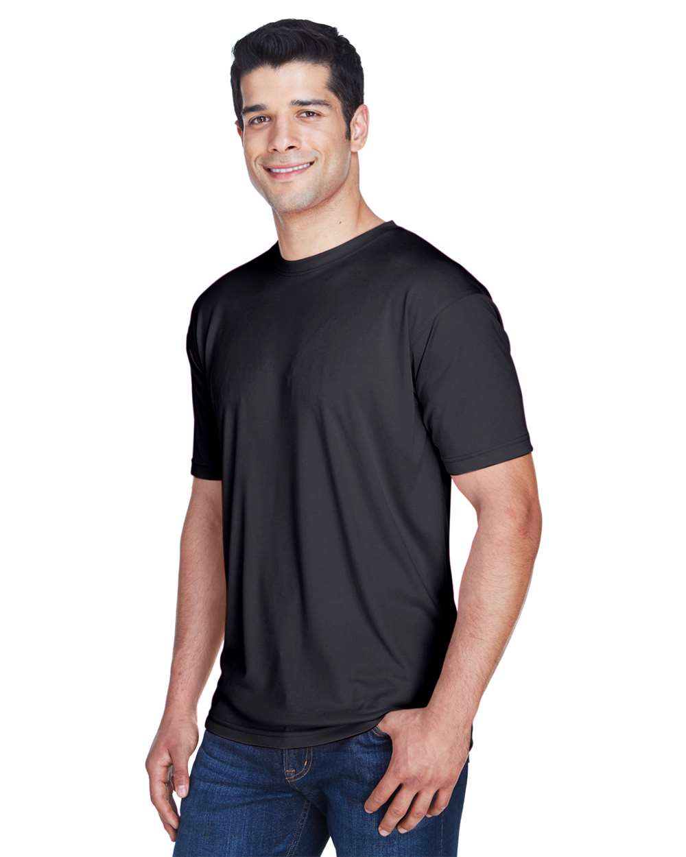 Men's Cool & Dry Sport Performance Interlock T-Shirt - OnModelSide - B907E1503 - Black