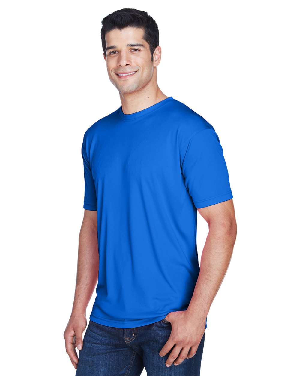 Men's Cool & Dry Sport Performance Interlock T-Shirt - OnModelSide - B907E1753 - Royal