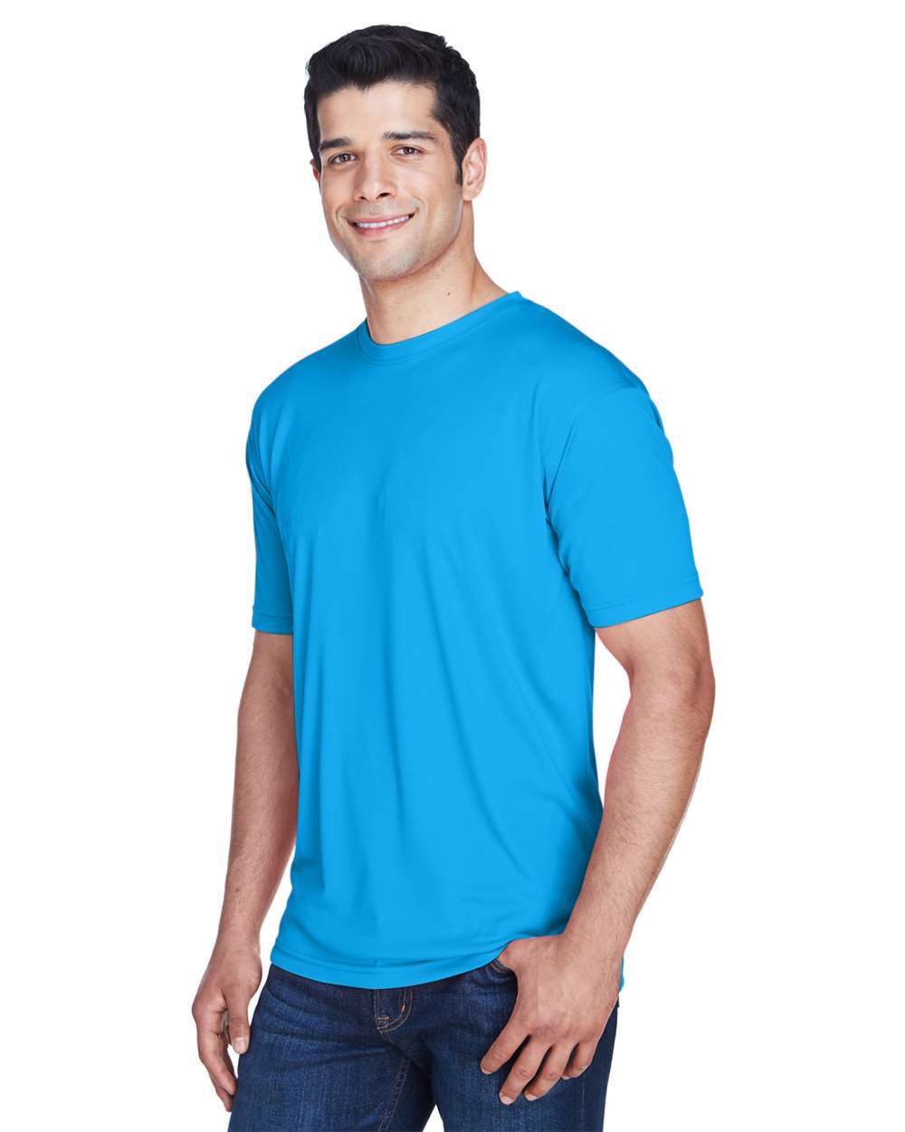 Men's Cool & Dry Sport Performance Interlock T-Shirt - OnModelSide - B907E1763 - Sapphire