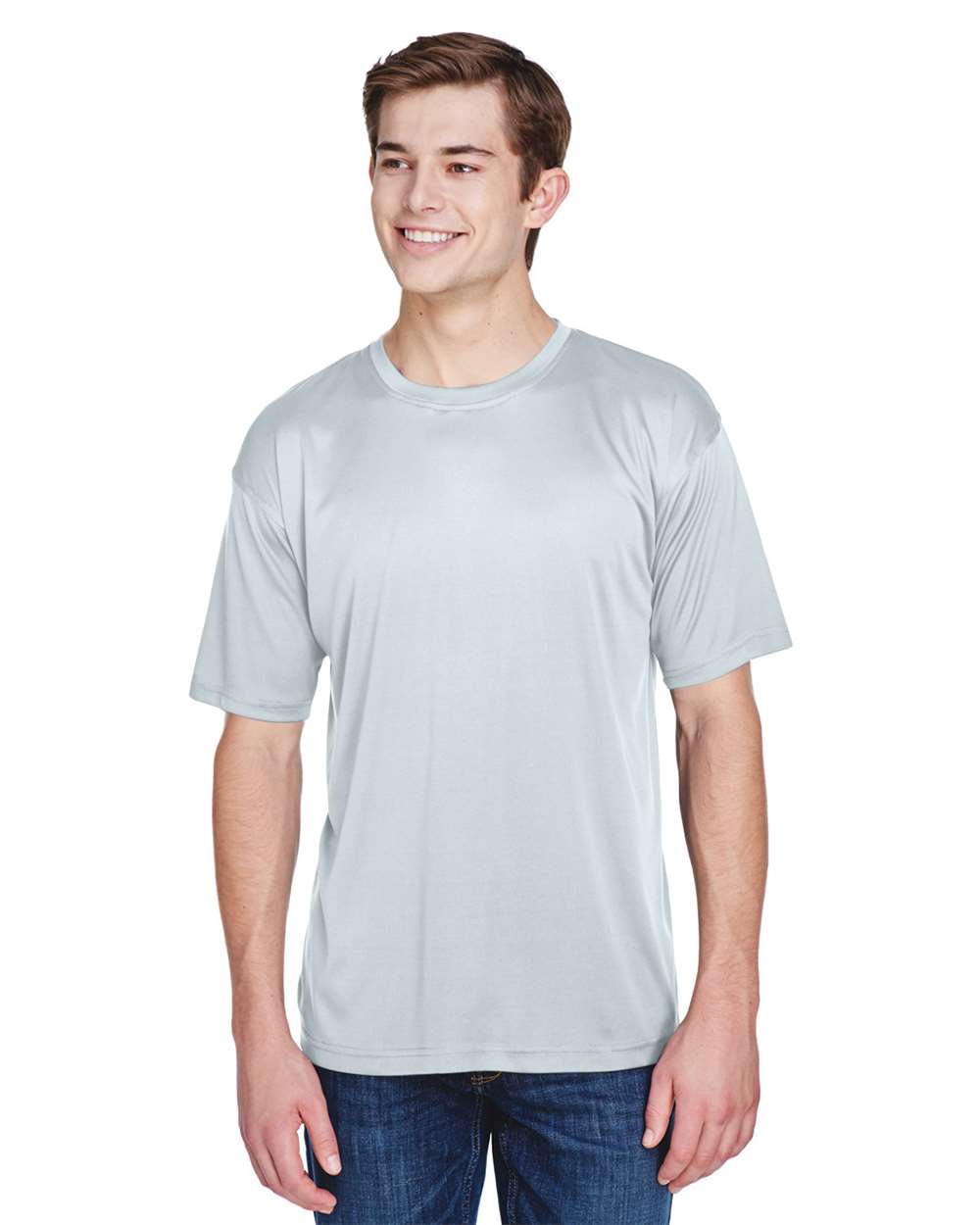Men's Cool & Dry Basic Performance T-Shirt - OnModelFront - B932E1593 - Grey