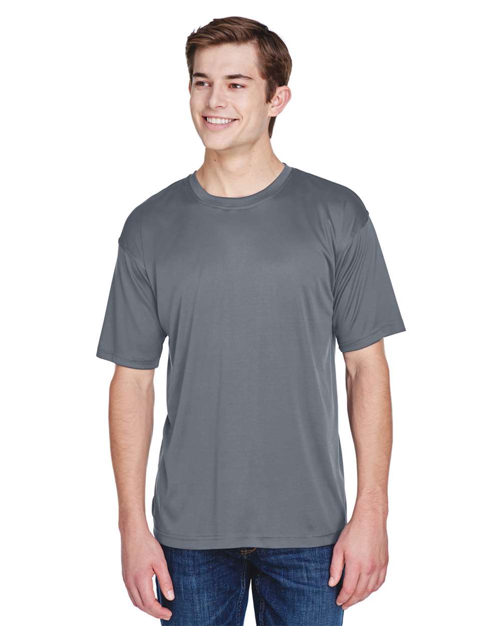 Men's Cool & Dry Basic Performance T-Shirt - OnModelFront - B932E1623 - Charcoal