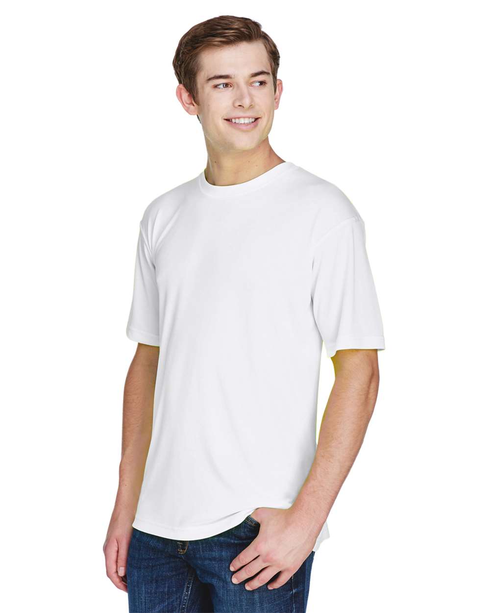 Men's Cool & Dry Basic Performance T-Shirt - OnModelSide - B932E1003 - White