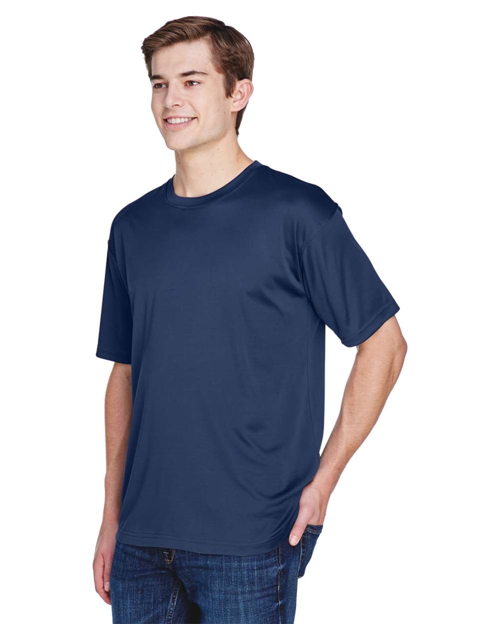 Men's Cool & Dry Basic Performance T-Shirt - OnModelSide - B932E1653 - Navy