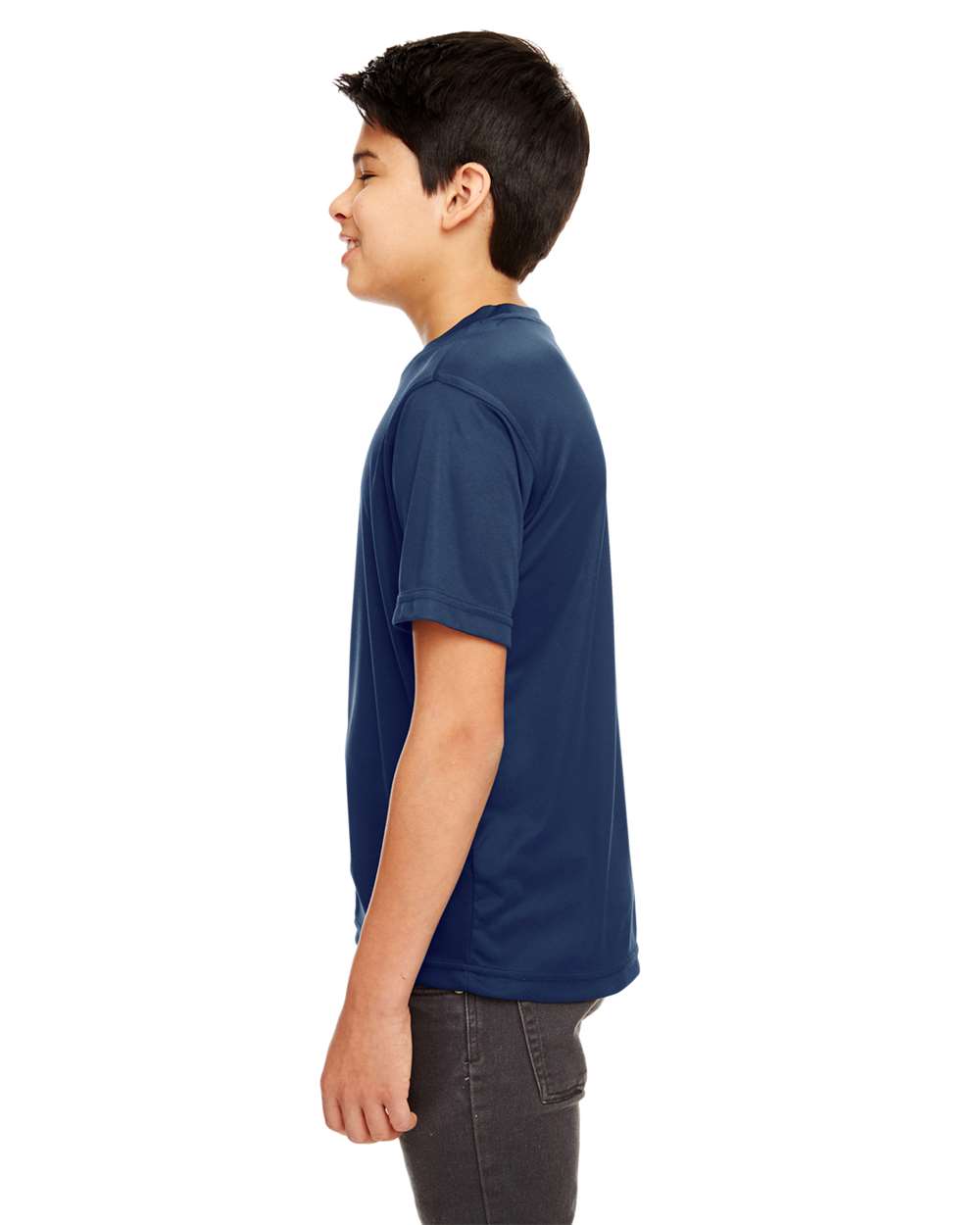 Youth Cool & Dry Basic Performance T-Shirt - OnModelSide - B934E1652 - Navy