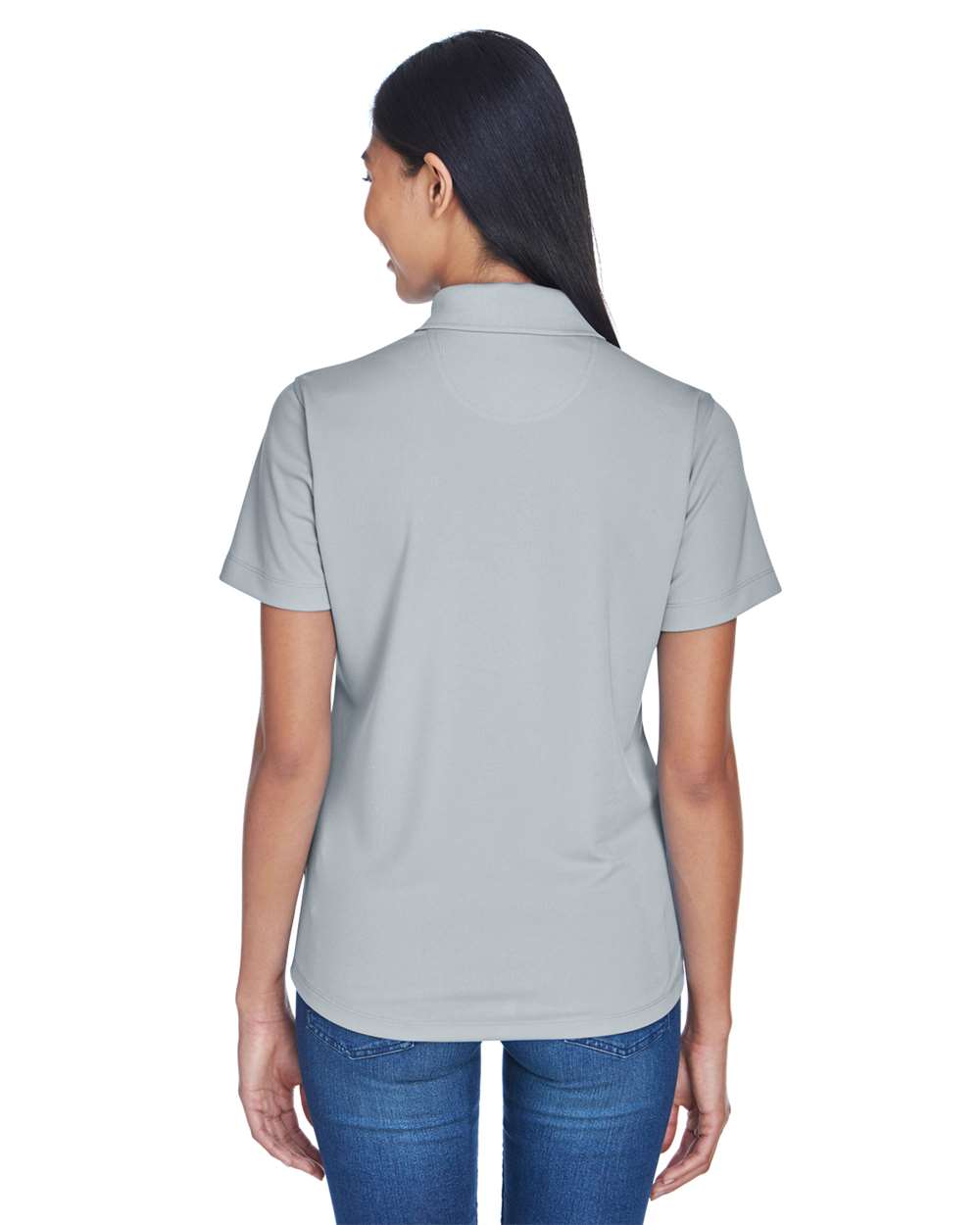 Women's Cool & Dry Stain-Release Performance Polo - OnModelBack - B915E1352 - Silver