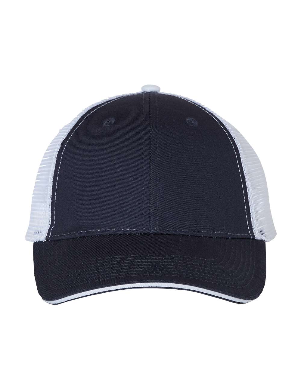 Sandwich Trucker Cap - Front - B66095010 - Navy/ White