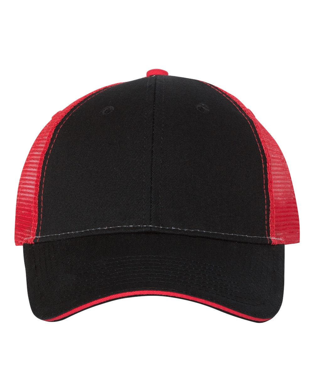 Sandwich Trucker Cap - Front - B66095040 - Black/ Red