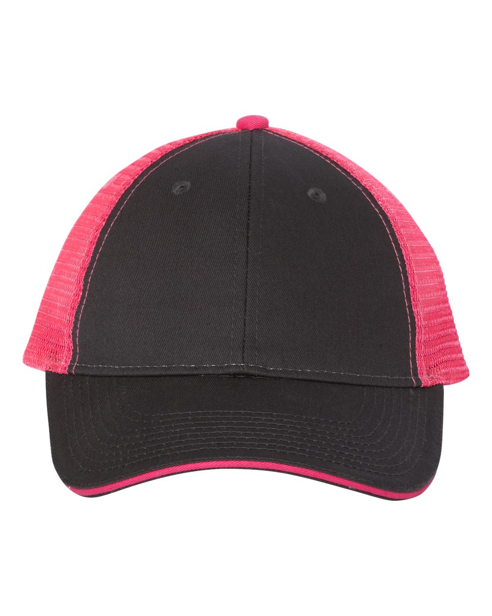 Sandwich Trucker Cap - Front - B66095110 - Charcoal/ Neon Pink