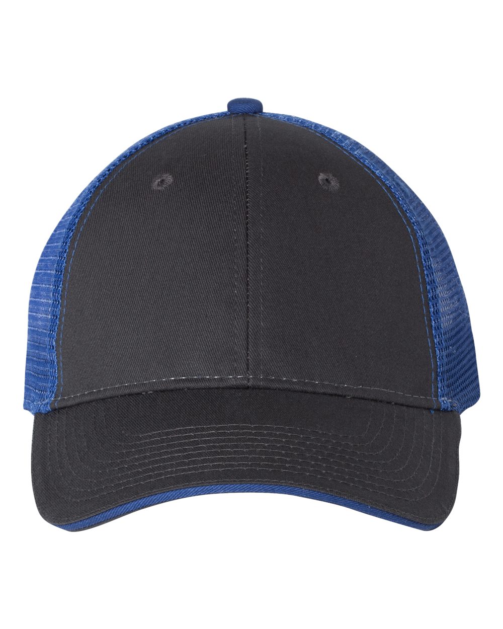 Sandwich Trucker Cap - Front - B66095150 - Charcoal/ Royal