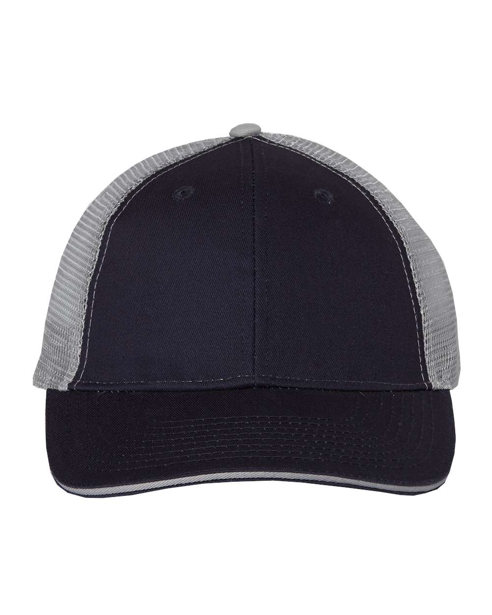 Sandwich Trucker Cap - Front - B66095640 - Navy/ Grey