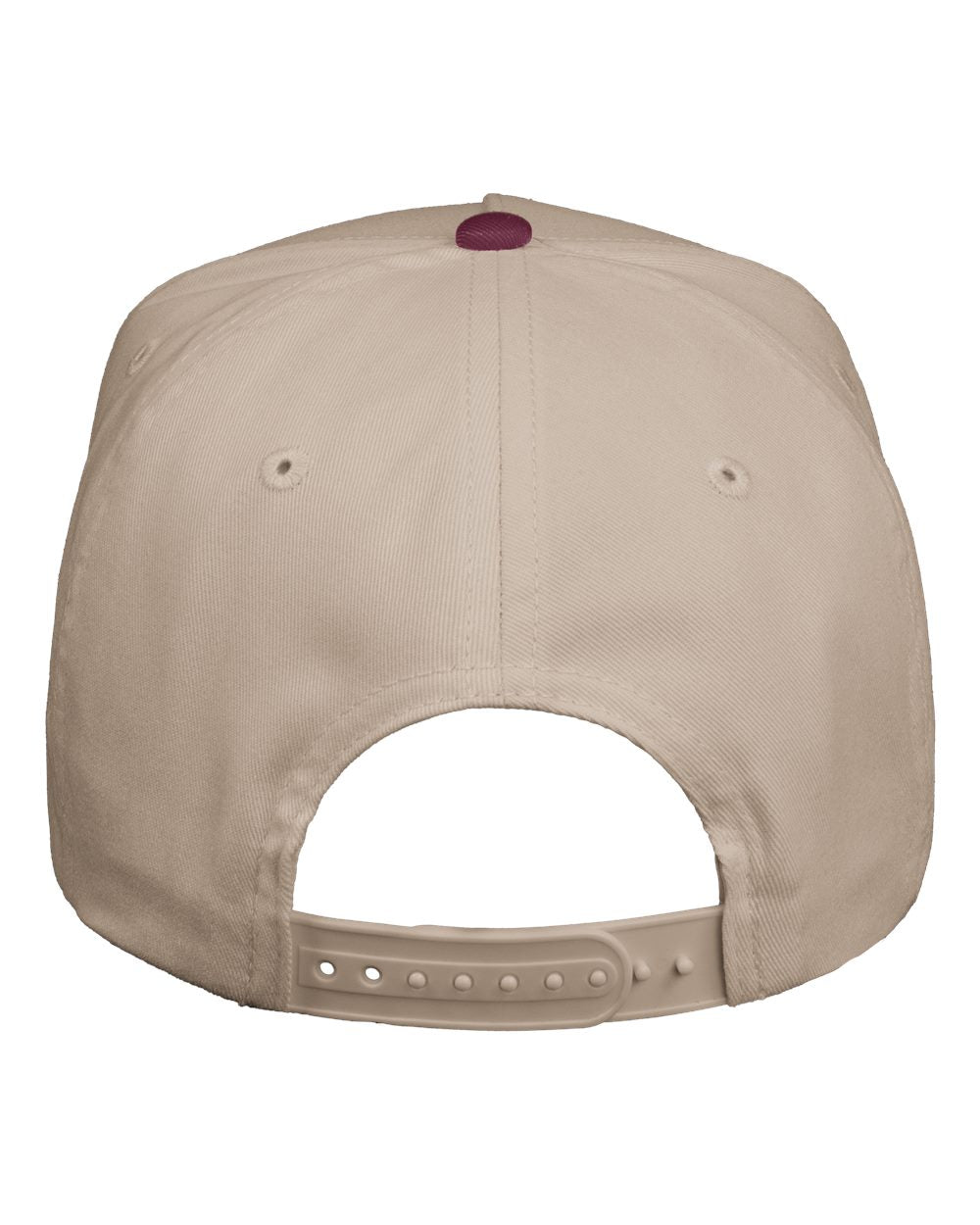 Five-Panel Twill Cap - Back - B27795220 - Khaki/ Maroon