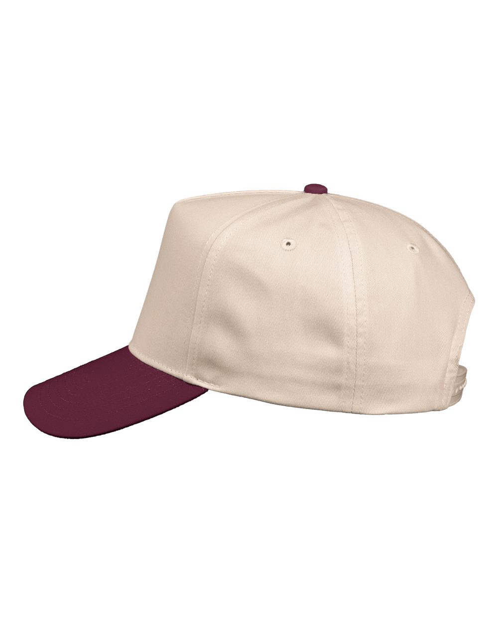 Five-Panel Twill Cap - DirectSide - B27795030 - Natural/ Maroon
