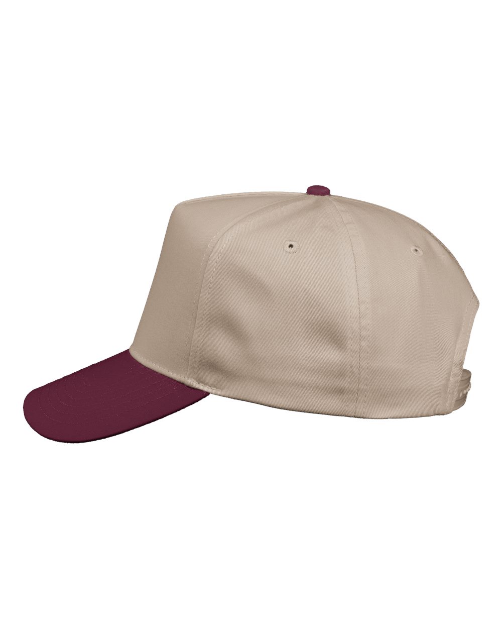 Five-Panel Twill Cap - DirectSide - B27795220 - Khaki/ Maroon
