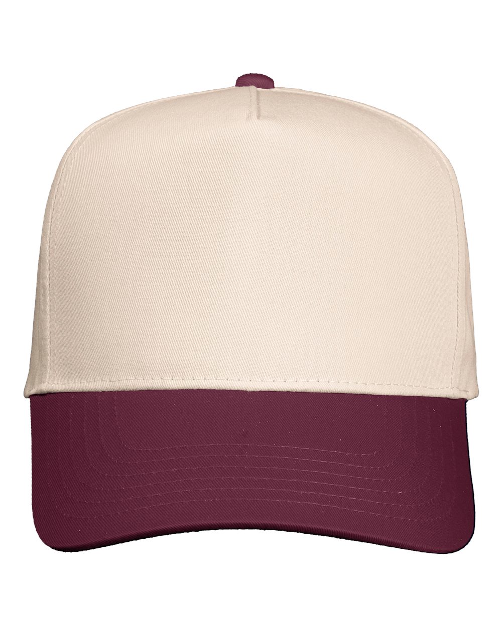 Five-Panel Twill Cap - Front - B27795030 - Natural/ Maroon