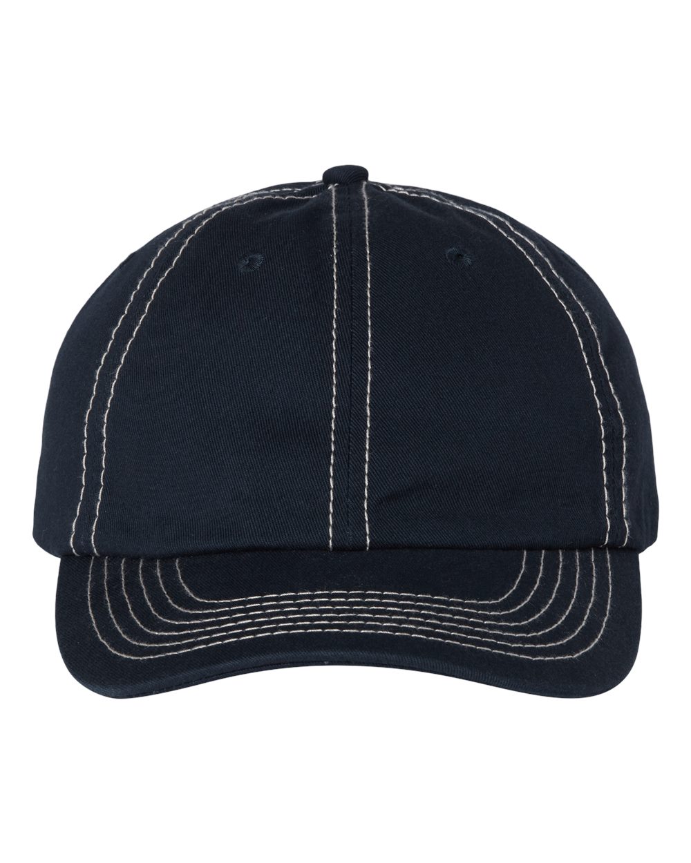Bio-Washed Classic Dad Hat - Front - B28295680 - Navy/ Stone Stitch