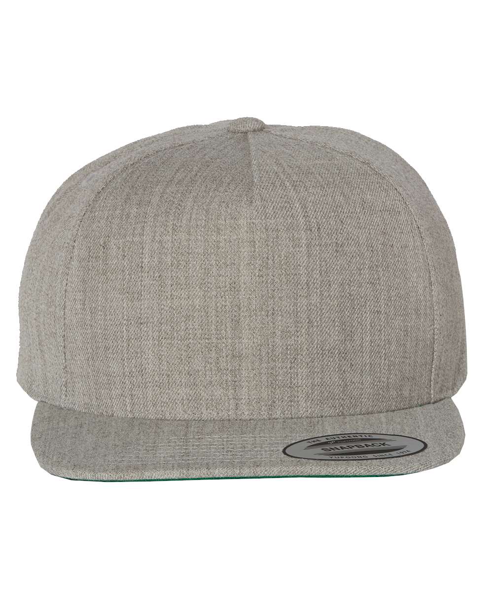 Premium Five-Panel Snapback Cap - Front - B43095580 - Heather Grey