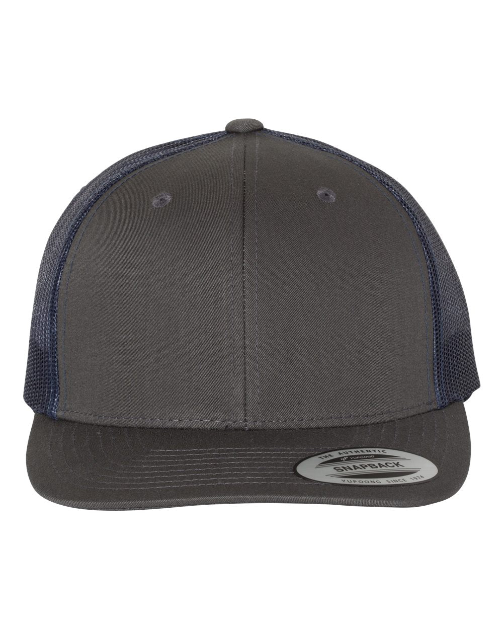 Retro Trucker Cap - Front - B43195130 - Charcoal/ Navy