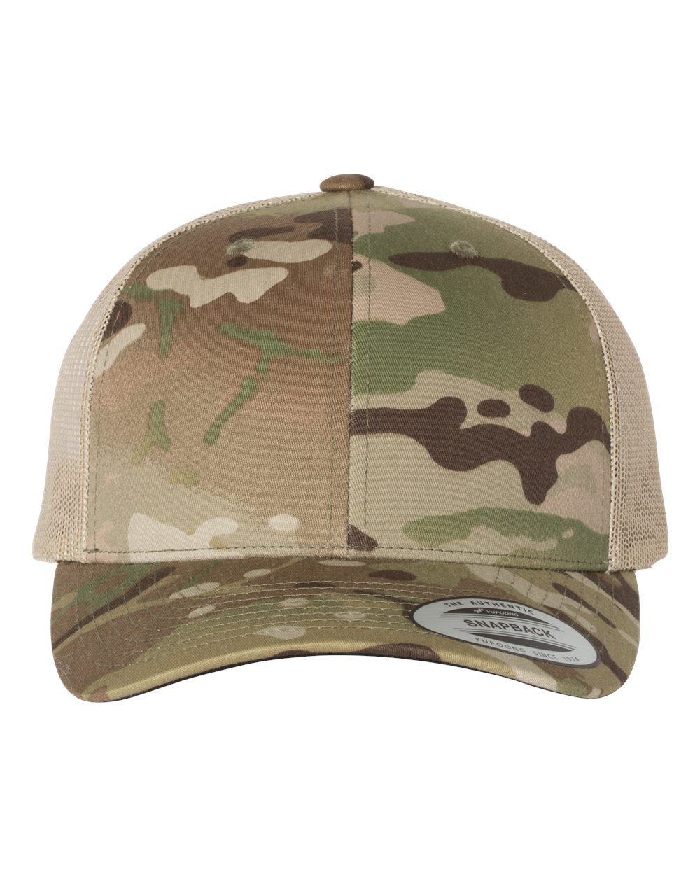 Retro Trucker Cap - Front - B43195240 - Multicam Green/ Khaki