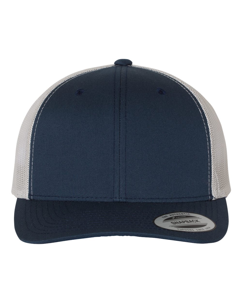 Retro Trucker Cap - Front - B43195340 - Navy/ Silver